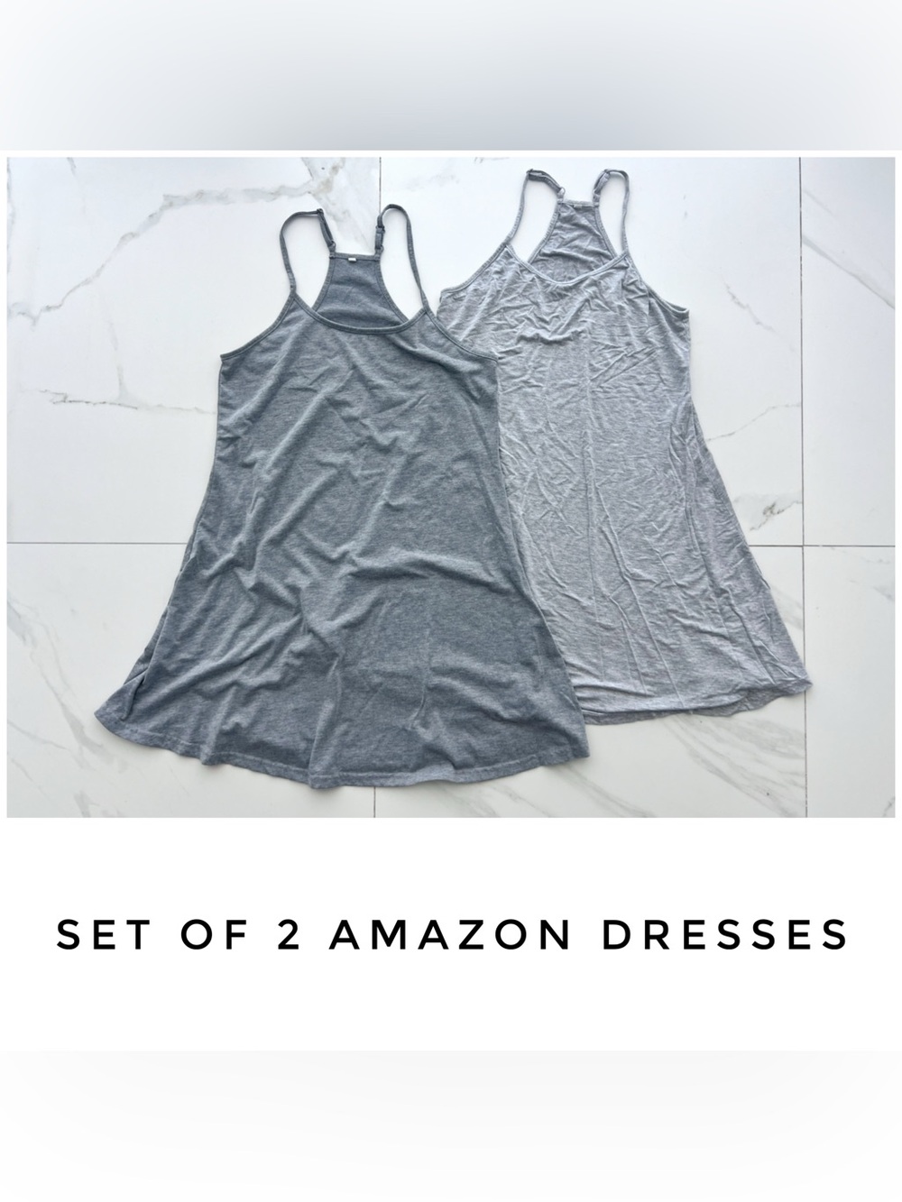 Set of 2 dresses size Small grey cotton slip night gowns sleep racerback